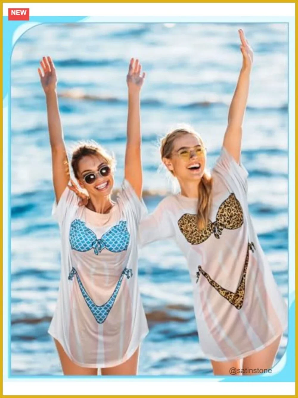 Cotton Bikini Cover Up Dress Short Sleeve Print Nightgown Baggy Swimwear Cover
